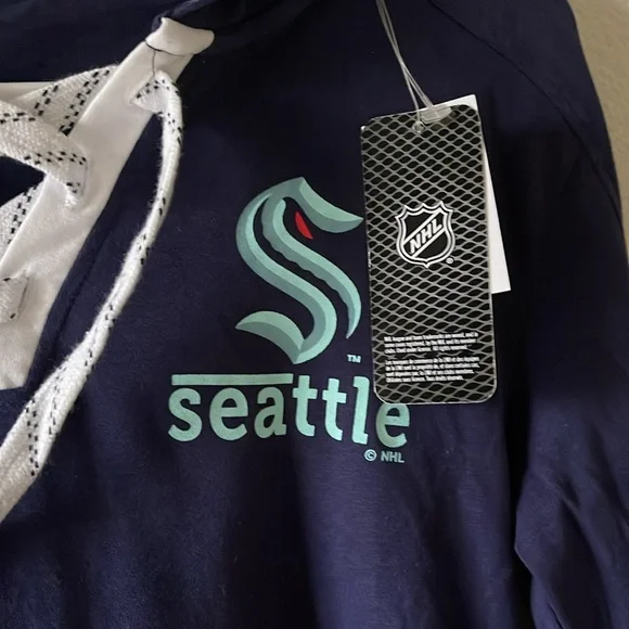 NHL team apparel Seattle Kraken long sleeve shirt hoodies, nwt! - Picture 2 of 7